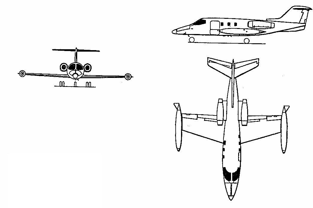 Η εικόνα δεν εμφανίζεται/Image is not displayed - Τρεις όψεις αεροσκάφους Learjet 24 / / three view Learjet aircraft