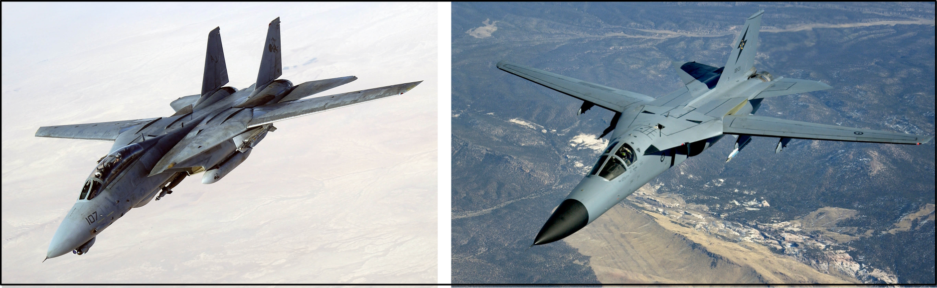 Η εικόνα δεν εμφανίζεται/Image is not displayed - Μαχητικά αεροσκάφη F-14 του Πολεμικού Ναυτικού των ΗΠΑ και F-111 της Πολεμικής Αεροπορίας των ΗΠΑ / F-14, F-111, USA, military aircrafts, two fin