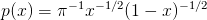 p(x ) = π −1x−1∕2(1 − x)−1∕2   