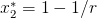 x∗2 = 1 − 1∕r  