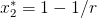 x∗2 = 1 − 1∕r  