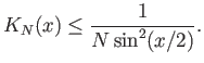 $\displaystyle K_N(x) \le \frac{1}{N \sin^2(x/2)}.
$