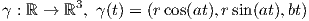 γ : ℝ → ℝ3, γ(t) = (r cos(at),rsin (at),bt)  