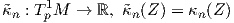       1
˜κn : TpM →  ℝ, ˜κn(Z ) = κn (Z )  