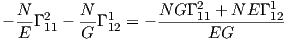 N-  2   N-  1     N-G-Γ 211 +-N-E-Γ 112
- E Γ11 - G Γ12 = -      EG  